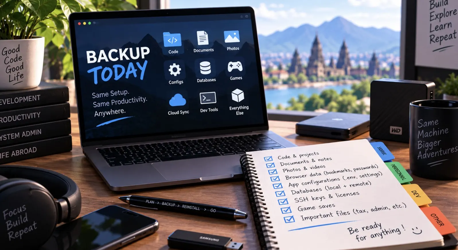 The developer’s backup checklist: what to save before wiping or reinstalling your machine